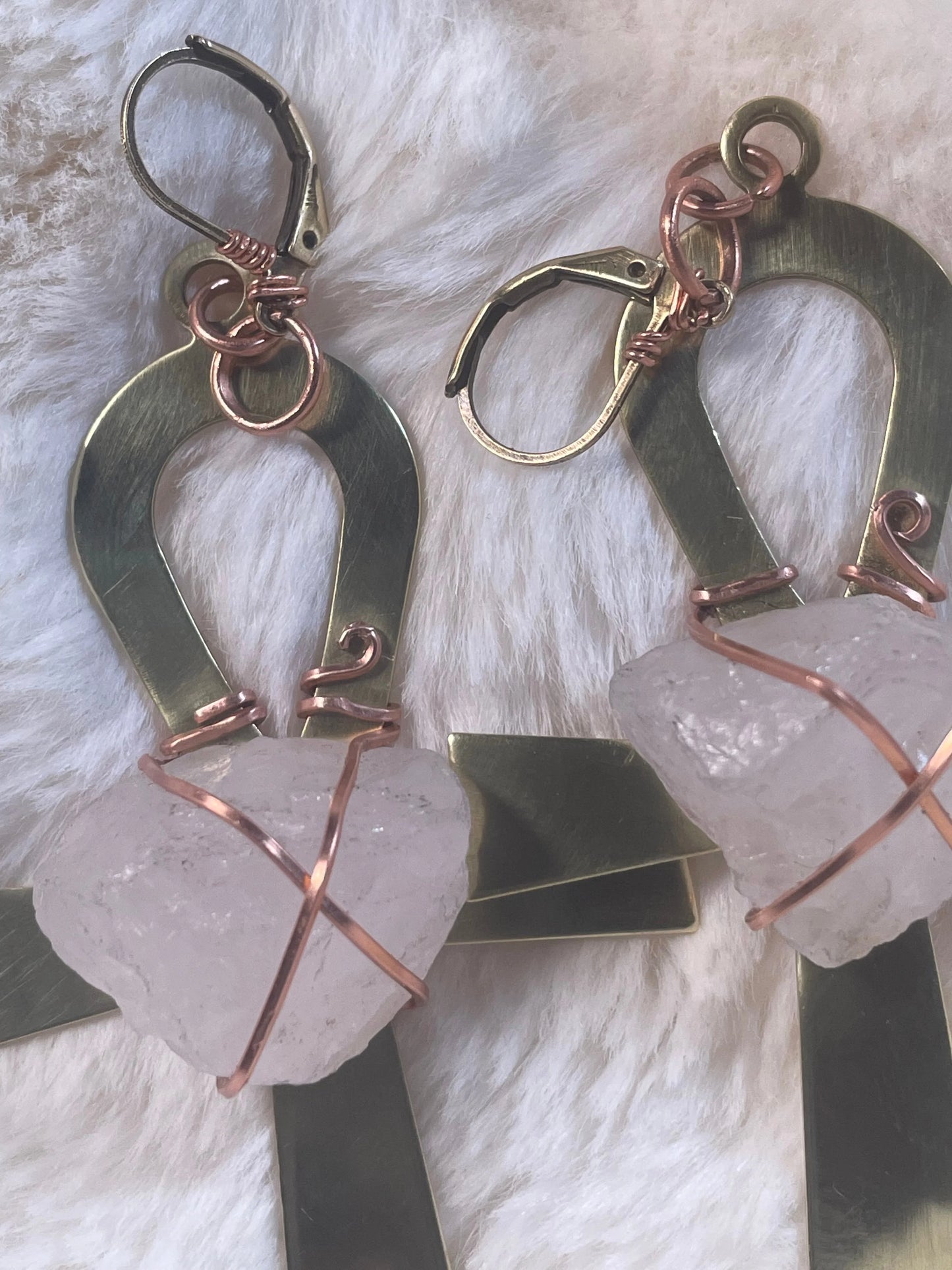 Bronze Ankh & Rose Quartz {Earrings} Urban Alcatraz ™
