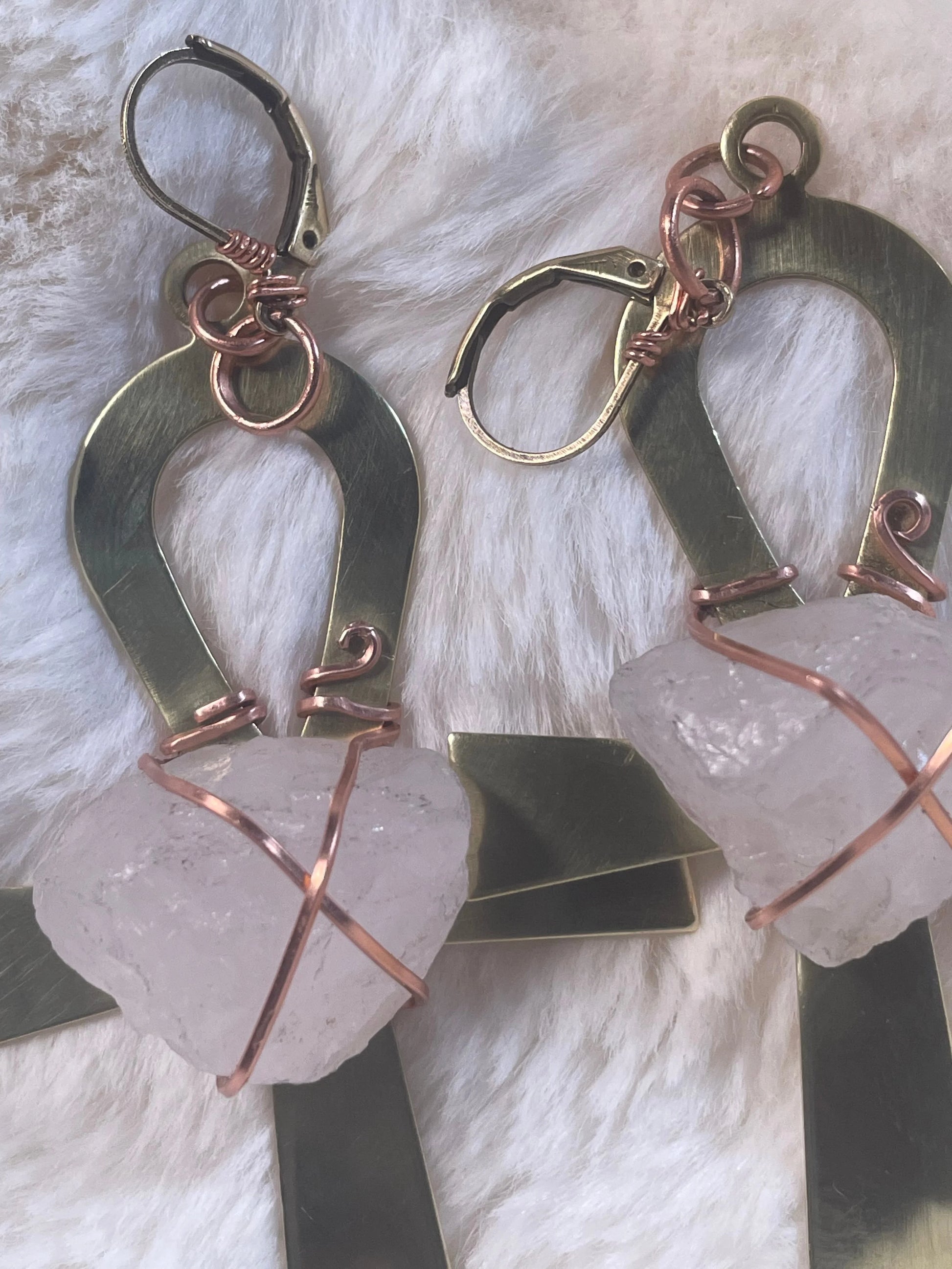 Bronze Ankh & Rose Quartz {Earrings} Urban Alcatraz ™