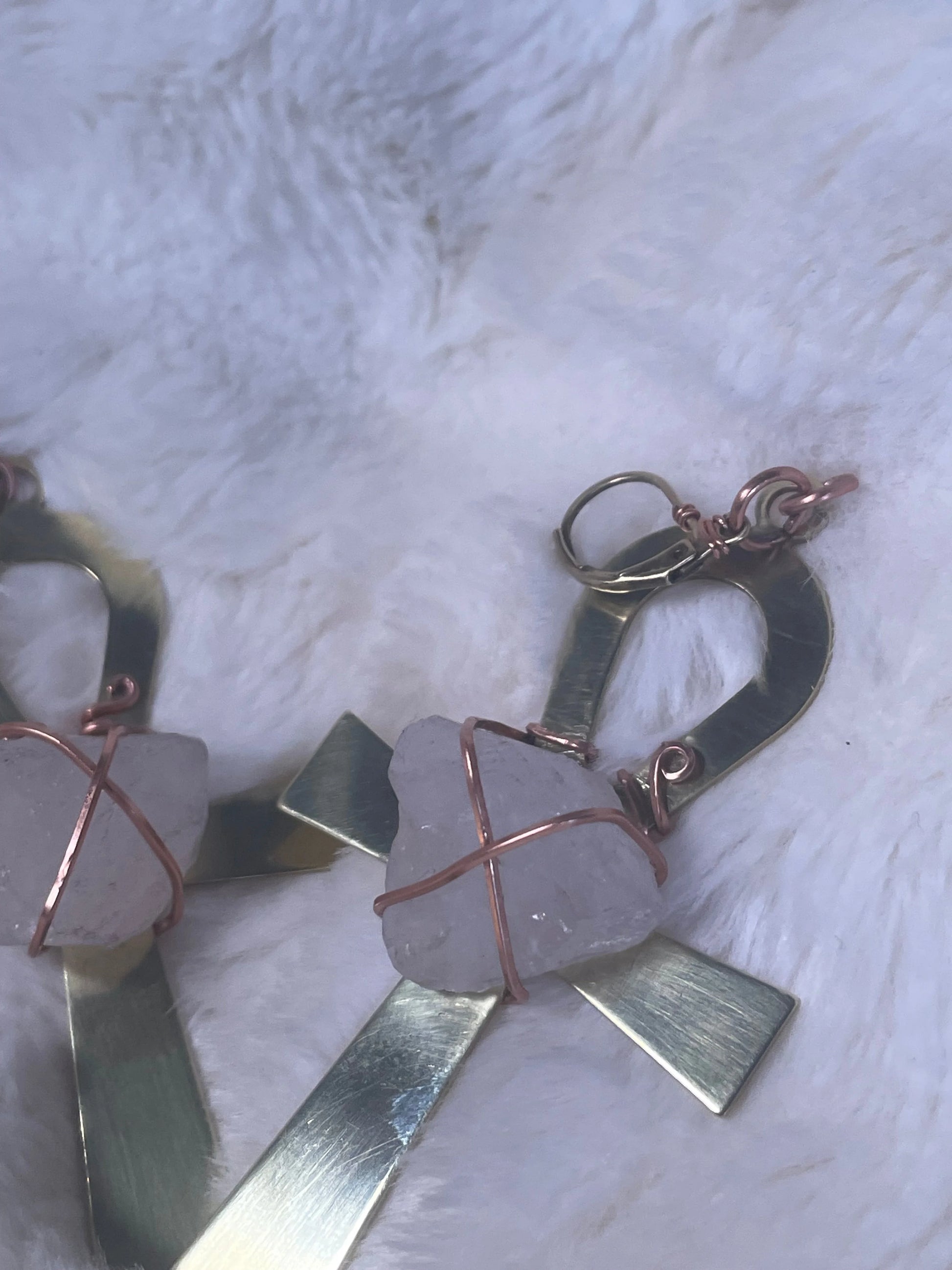 Bronze Ankh & Rose Quartz {Earrings} Urban Alcatraz ™