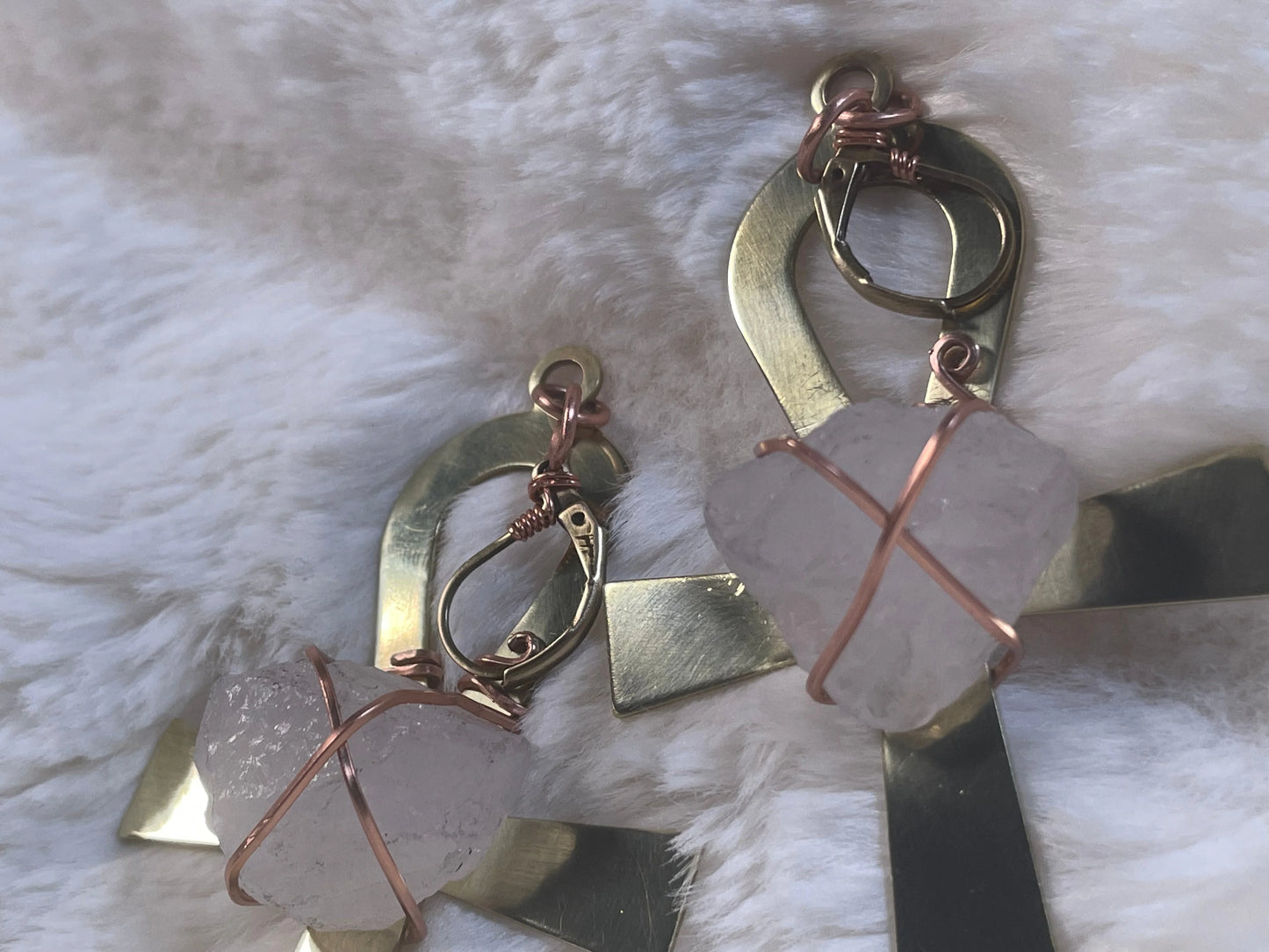 Bronze Ankh & Rose Quartz {Earrings} Urban Alcatraz ™