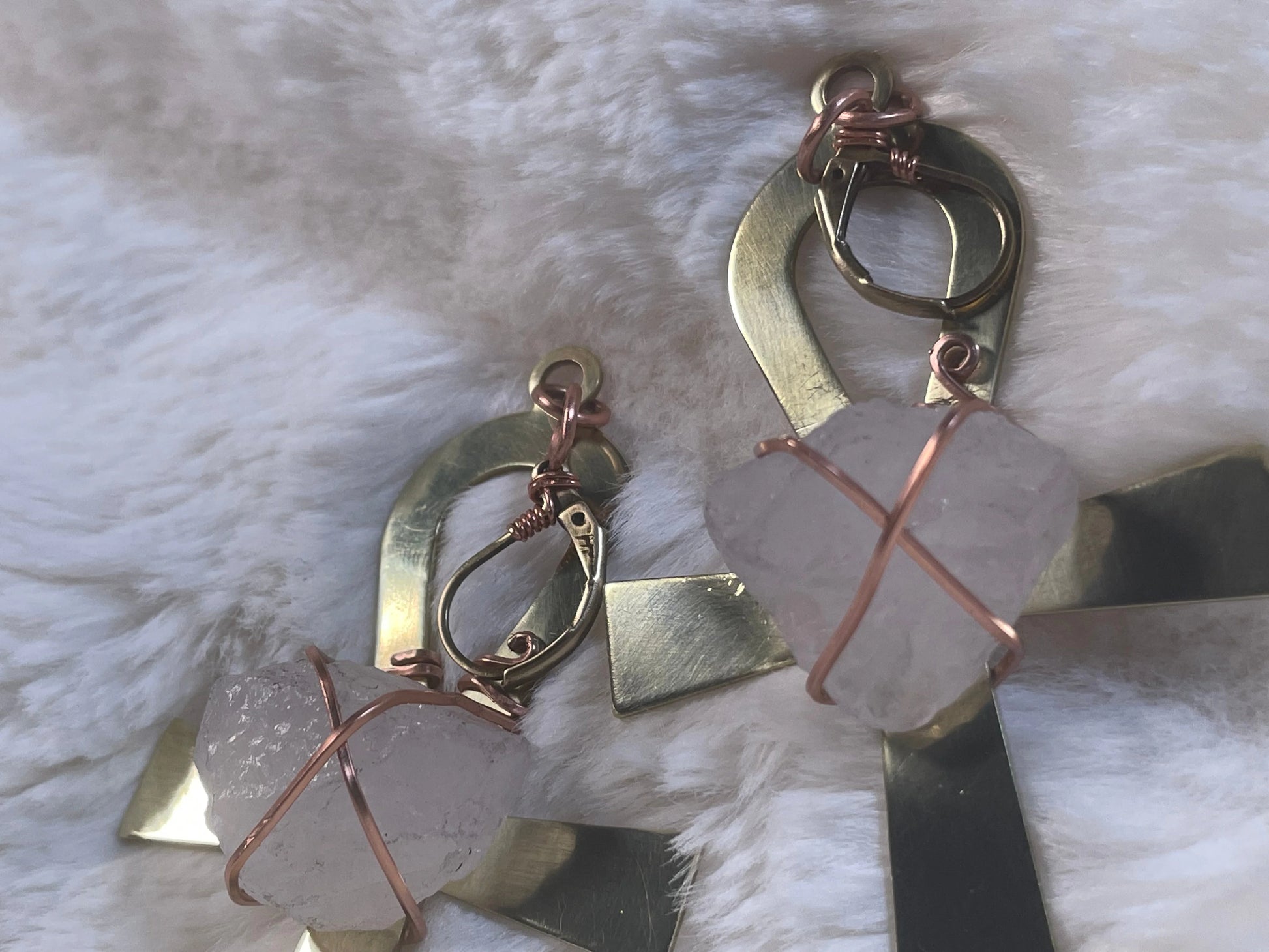 Bronze Ankh & Rose Quartz {Earrings} Urban Alcatraz ™
