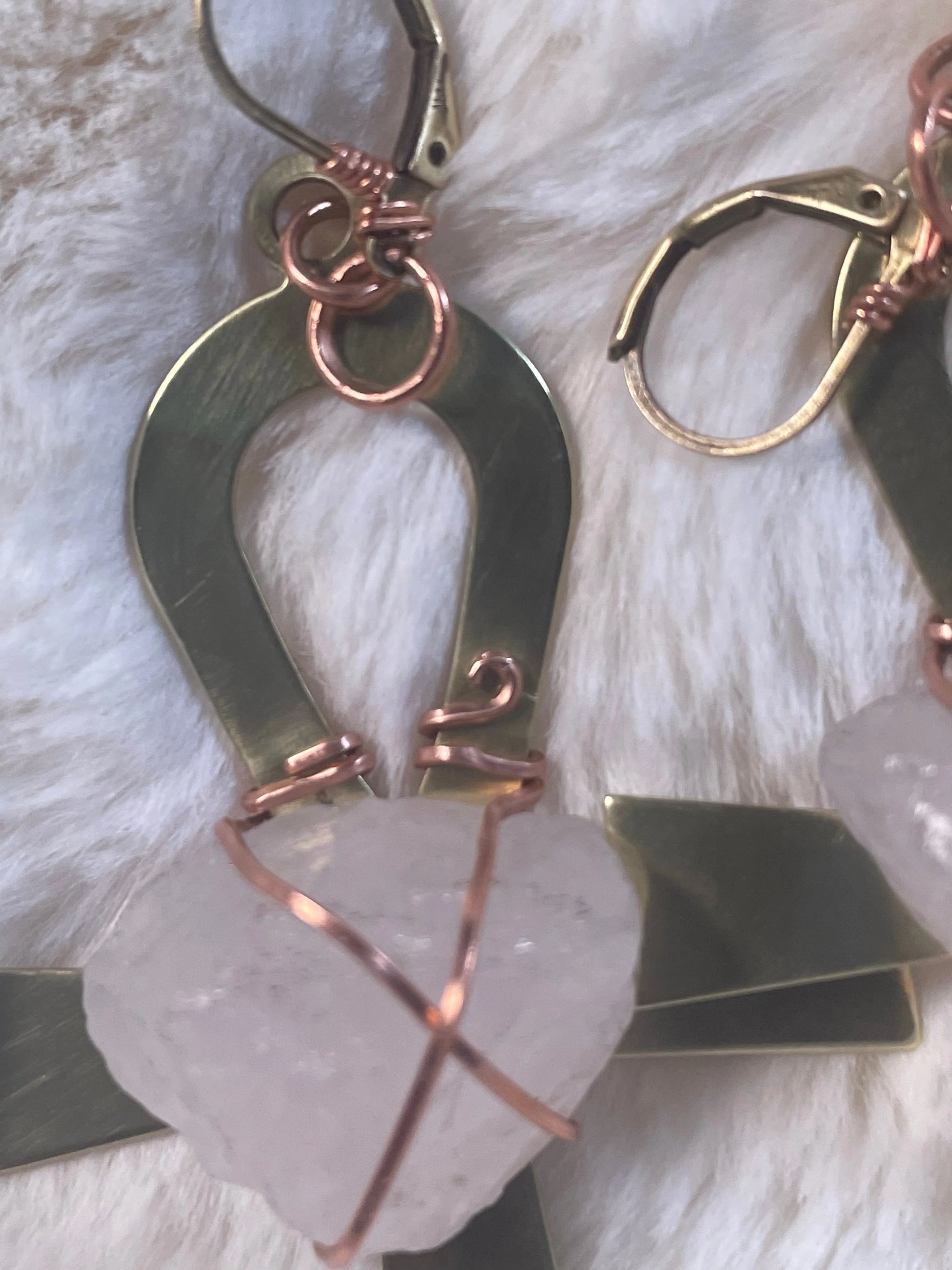 Bronze Ankh & Rose Quartz {Earrings} Urban Alcatraz ™