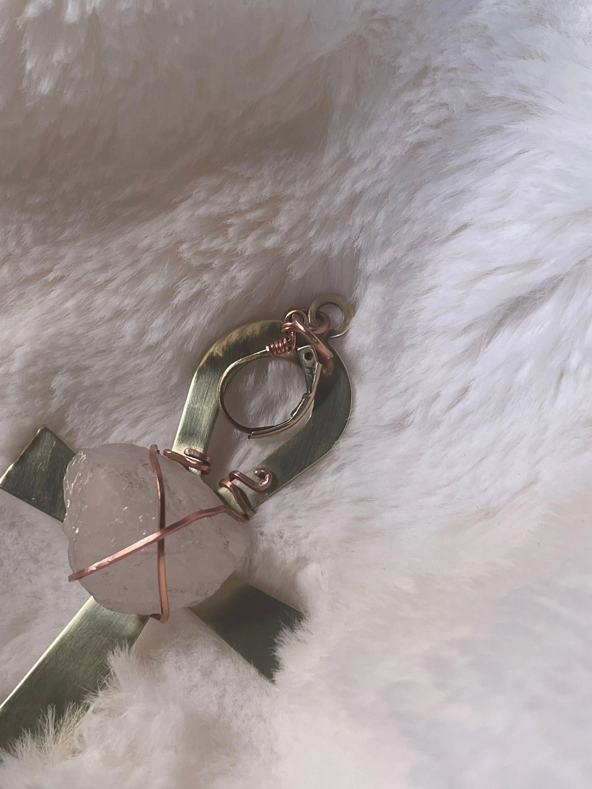 Bronze Ankh & Rose Quartz {Earrings} Urban Alcatraz ™