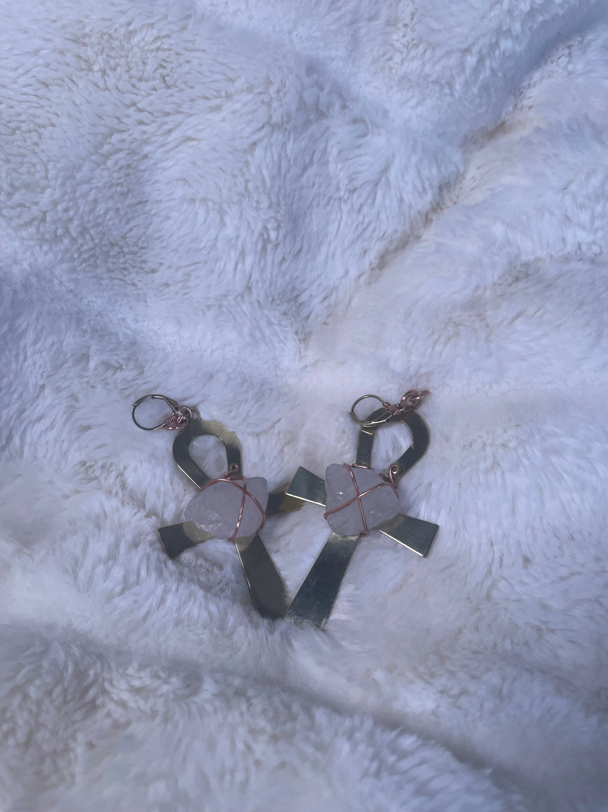 Bronze Ankh & Rose Quartz {Earrings} Urban Alcatraz ™