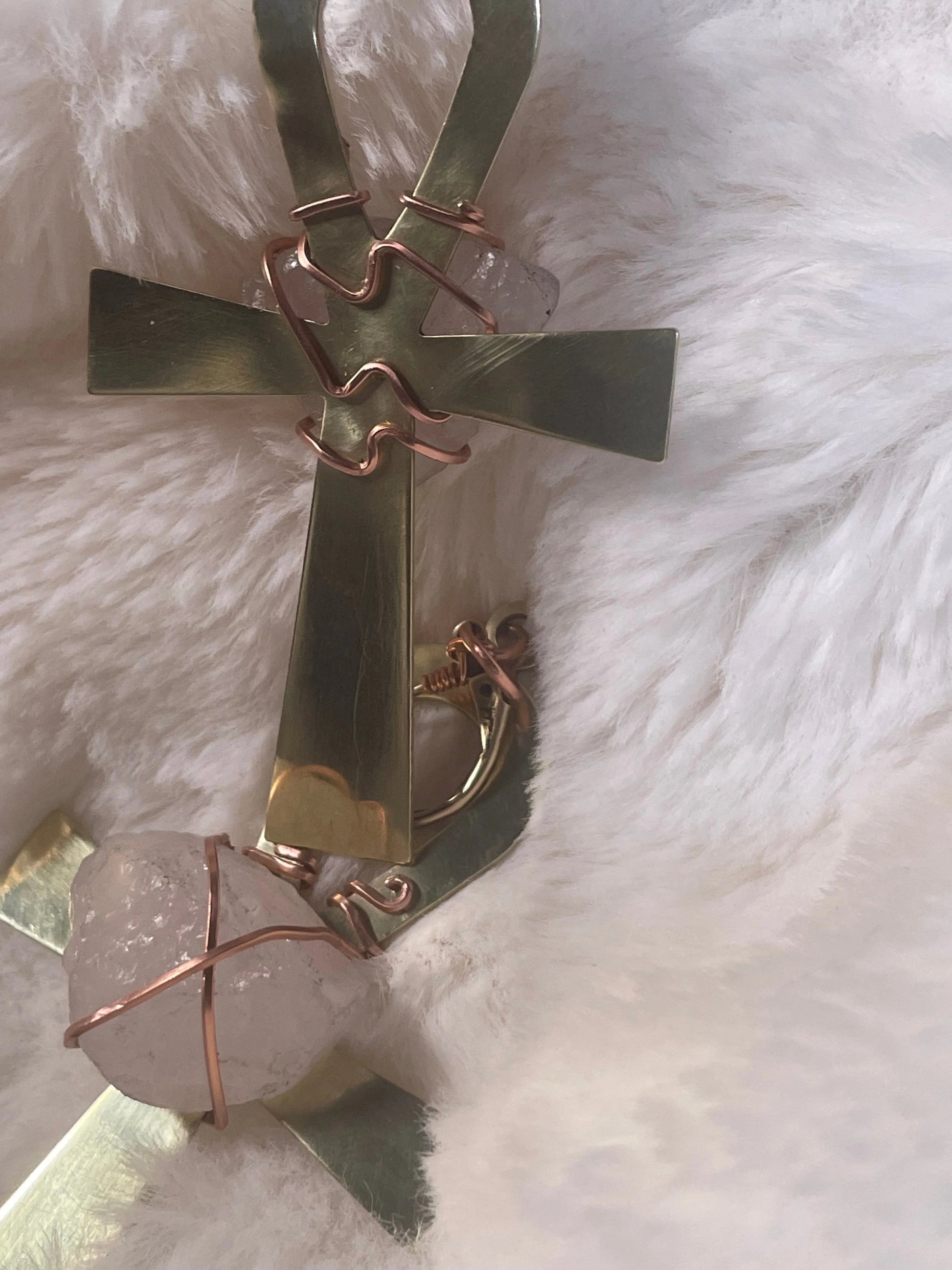 Bronze Ankh & Rose Quartz {Earrings} Urban Alcatraz ™
