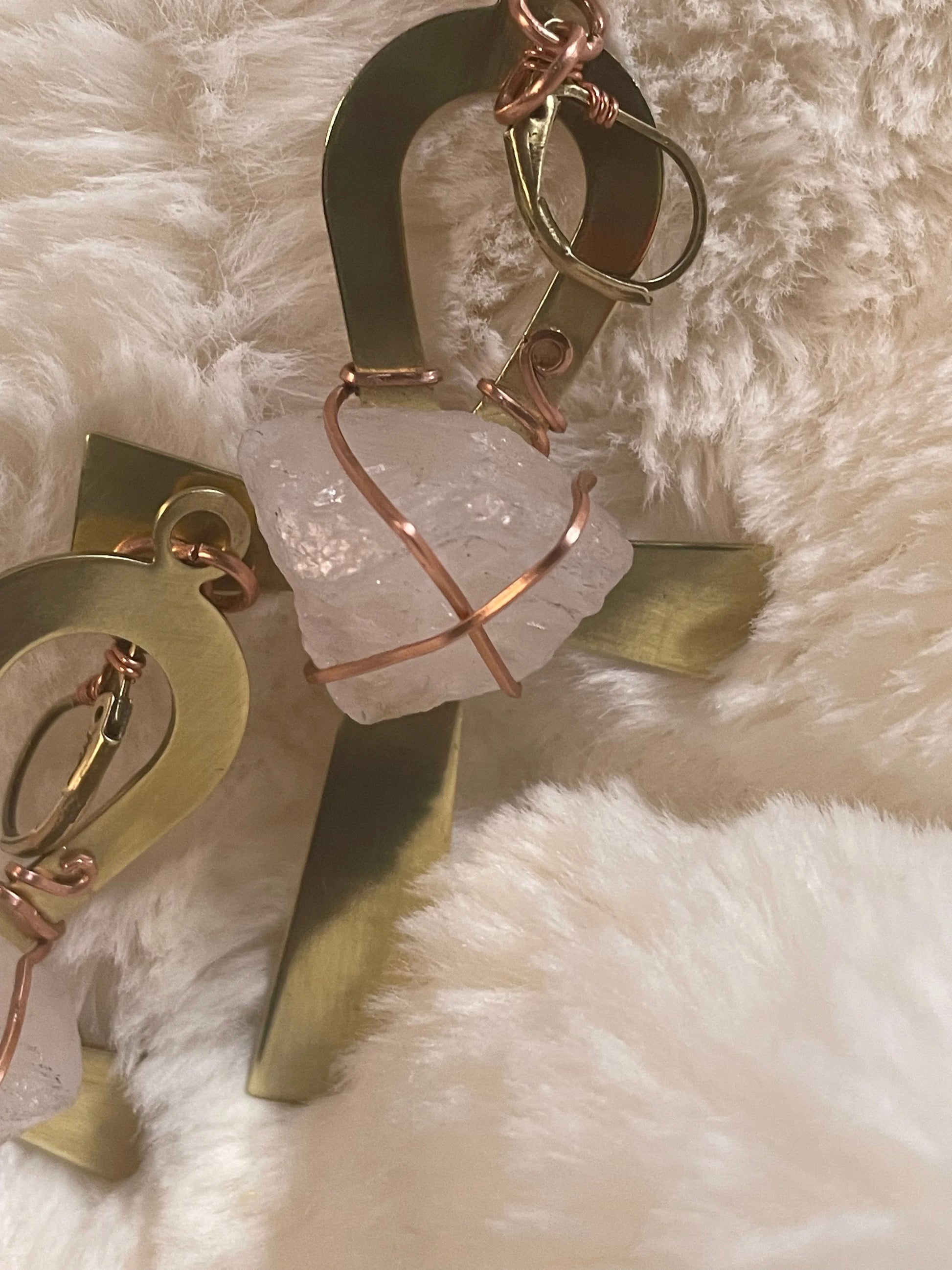 Bronze Ankh & Rose Quartz {Earrings} Urban Alcatraz ™
