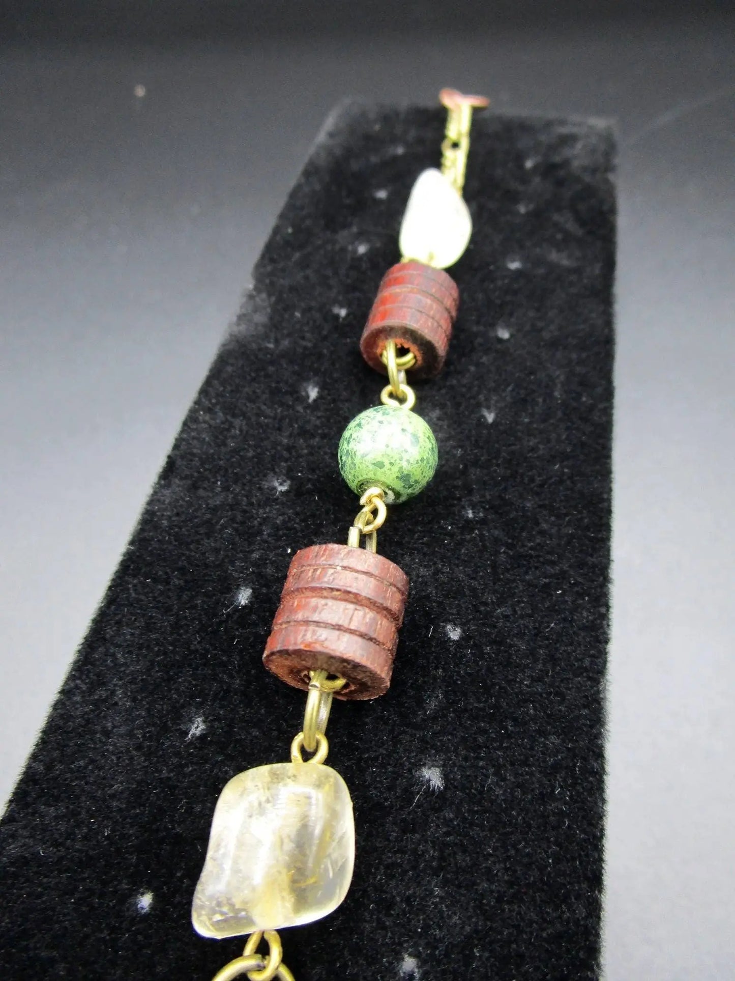 beaded bracelet with wooden beehive style beads 