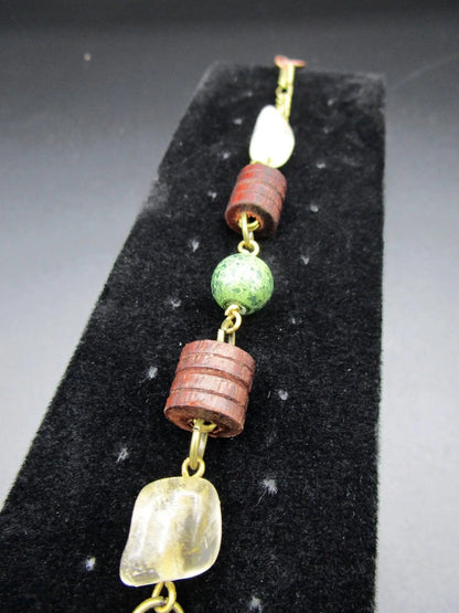 beaded bracelet with wooden beehive style beads 