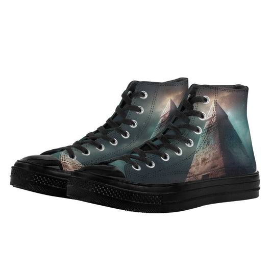 Womens Classic Black High Top Canvas Shoes popcustoms