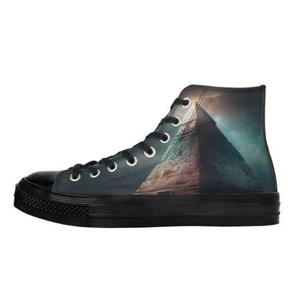 Womens Classic Black High Top Canvas Shoes popcustoms