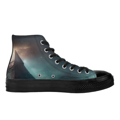 Womens Classic Black High Top Canvas Shoes popcustoms