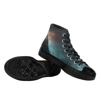 Womens Classic Black High Top Canvas Shoes popcustoms