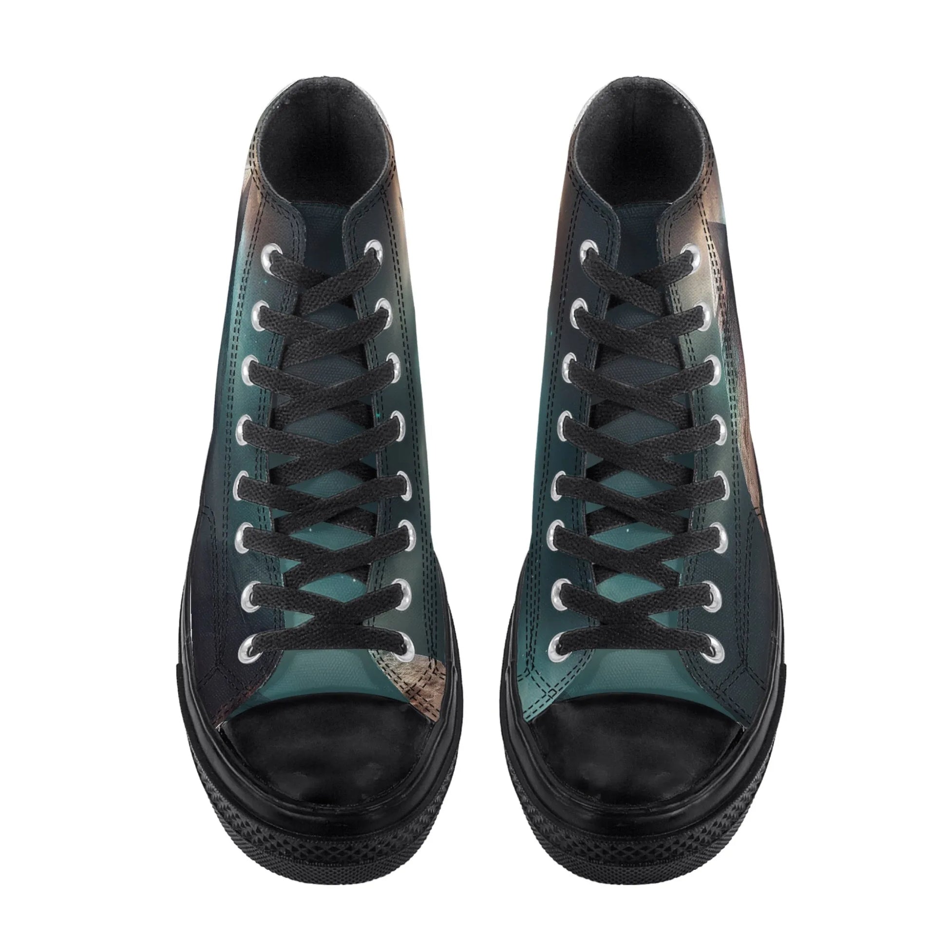 Womens Classic Black High Top Canvas Shoes popcustoms