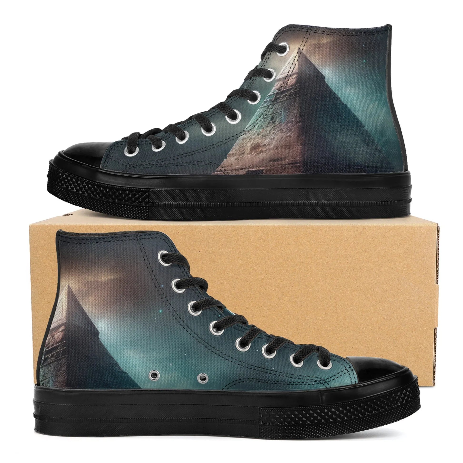 Womens Classic Black High Top Canvas Shoes popcustoms