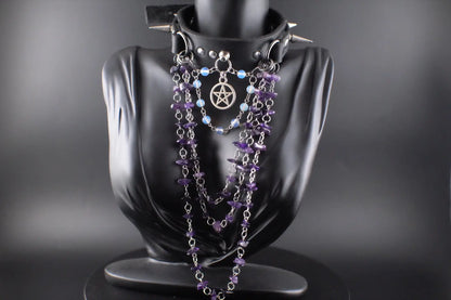 Mystic Being Moonstone and Amethyst Choker - Urban Alcatraz 