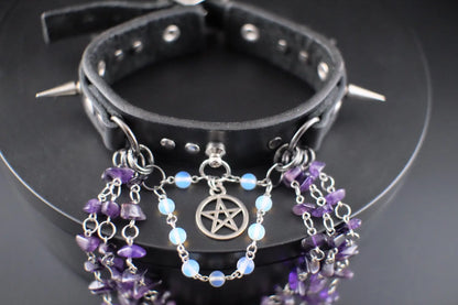 Mystic Being Moonstone and Amethyst Choker - Urban Alcatraz 