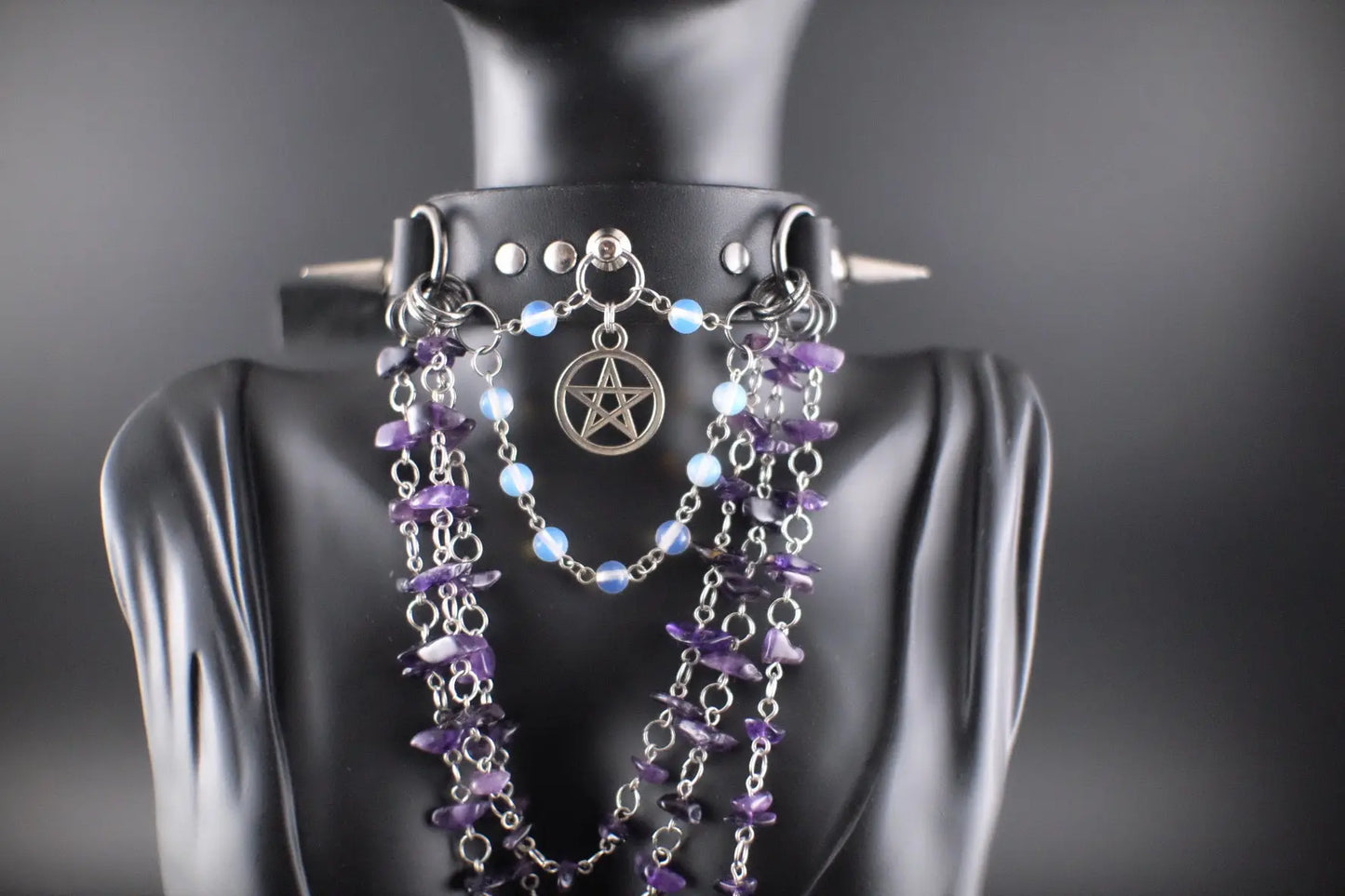 Mystic Being Moonstone and Amethyst Choker - Urban Alcatraz 