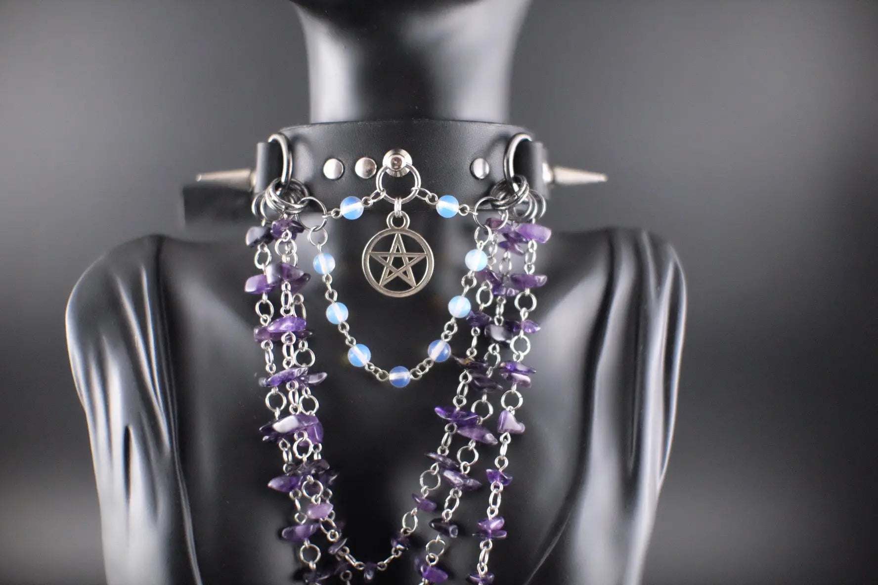 Mystic Being Moonstone and Amethyst Choker - Urban Alcatraz 