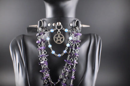 Mystic Being Moonstone and Amethyst Choker - Urban Alcatraz 