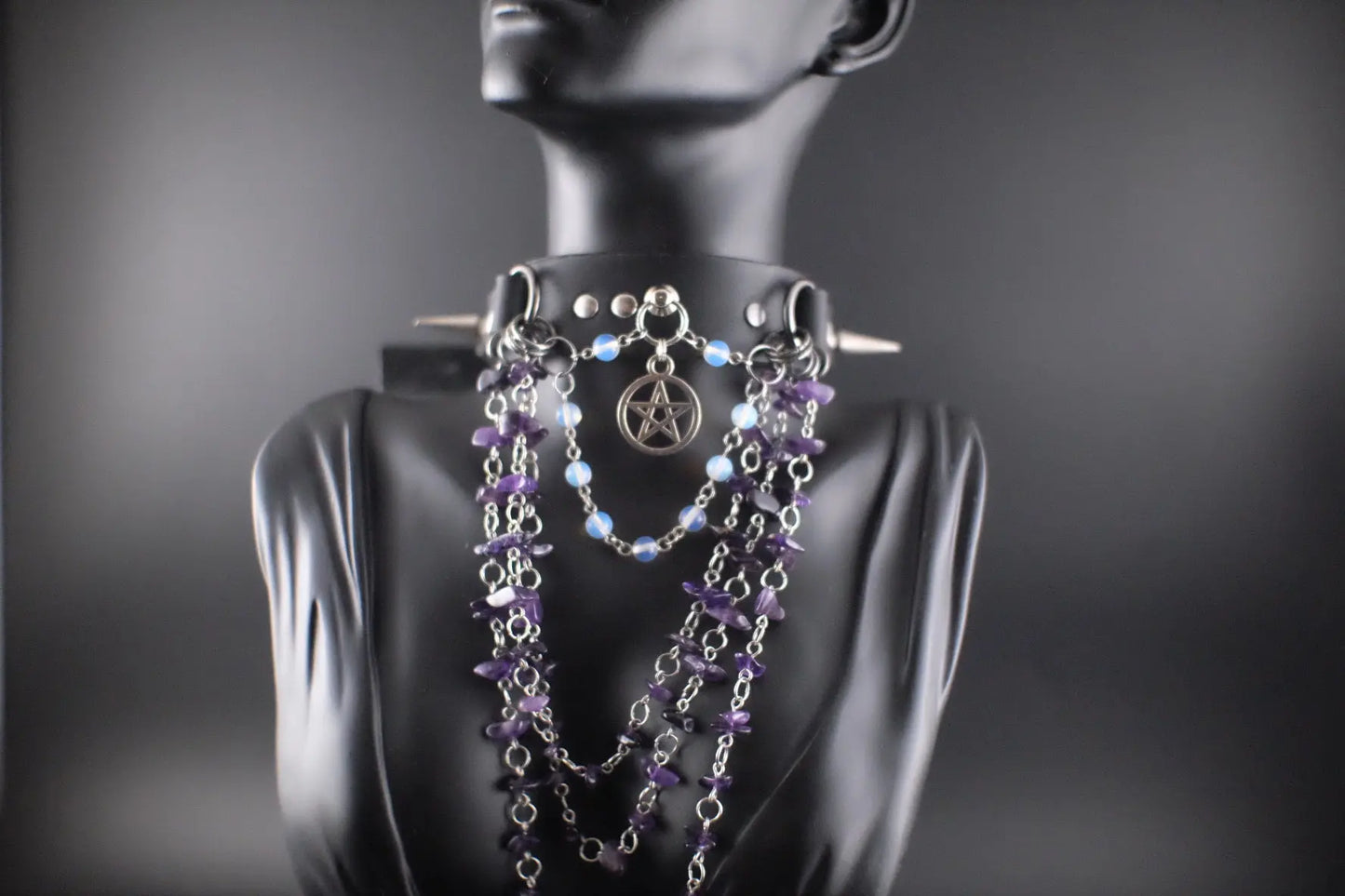 Mystic Being Moonstone and Amethyst Choker - Urban Alcatraz 