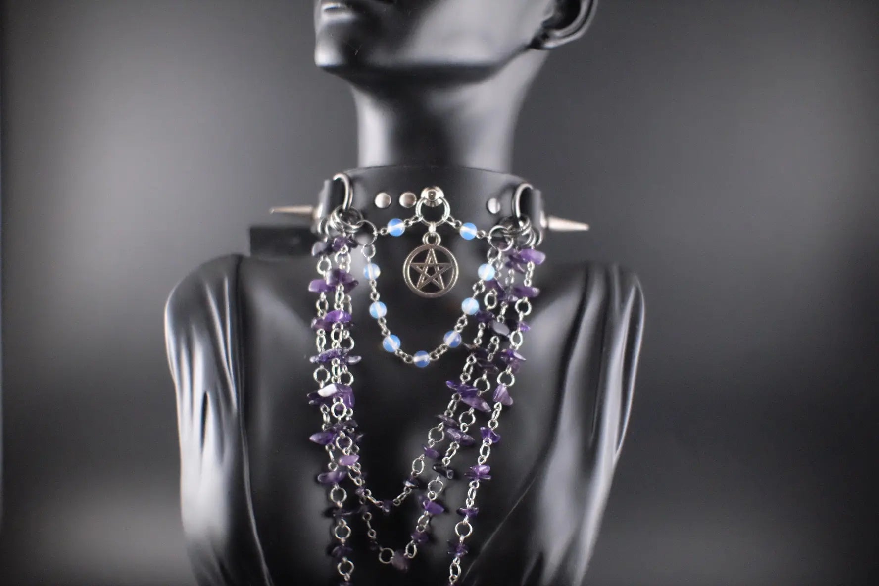 Mystic Being Moonstone and Amethyst Choker - Urban Alcatraz 