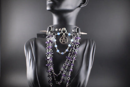 Mystic Being Moonstone and Amethyst Choker - Urban Alcatraz 