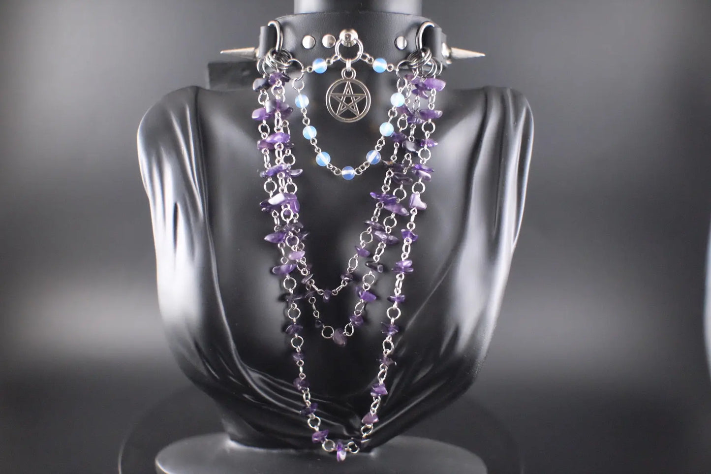 Mystic Being Moonstone and Amethyst Choker - Urban Alcatraz 