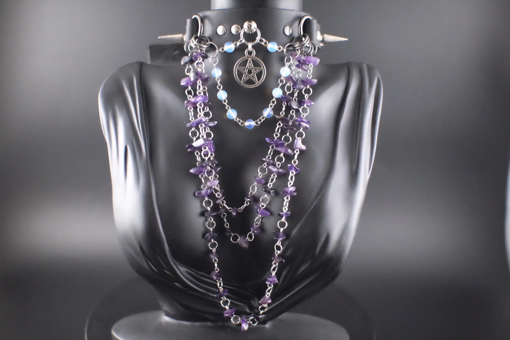 Mystic Being Moonstone and Amethyst Choker - Urban Alcatraz 