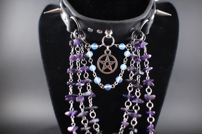 Mystic Being Moonstone and Amethyst Choker - Urban Alcatraz 