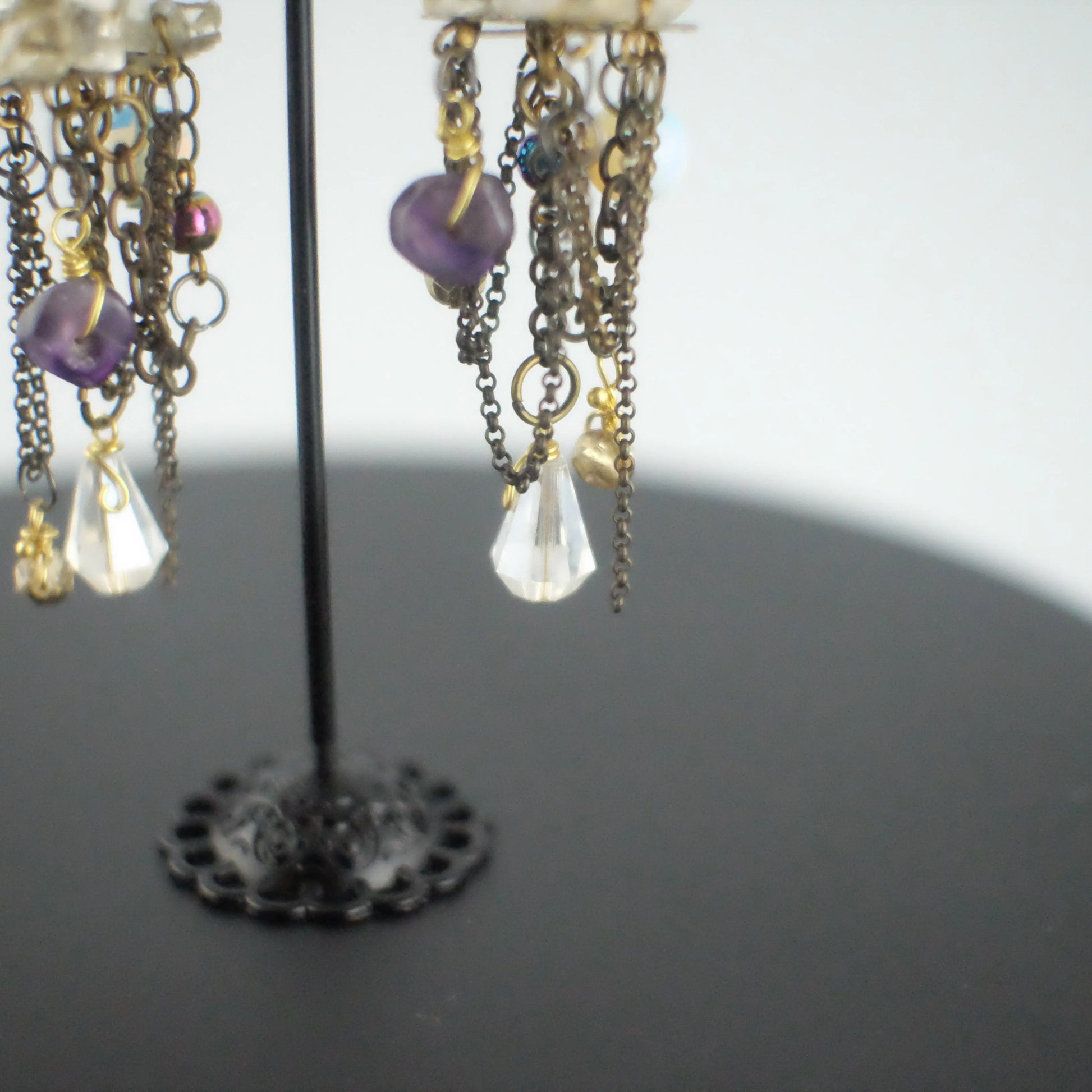 chandelier earrings Stone Skull and Crystal Macabre Chandelier Earrings Urban Alcatraz ™