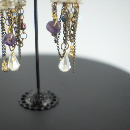 chandelier earrings Stone Skull and Crystal Macabre Chandelier Earrings Urban Alcatraz ™