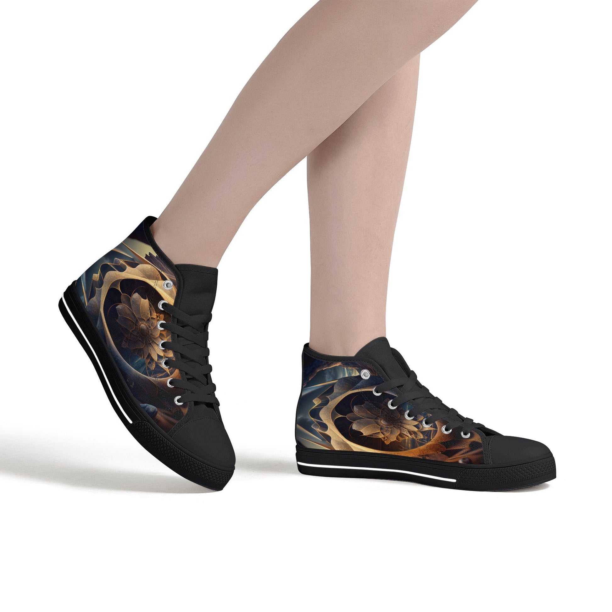 Harmony Unveiled✨ Earth-Inspired Flower of Life Ladies High Tops - Urban Alcatraz ™