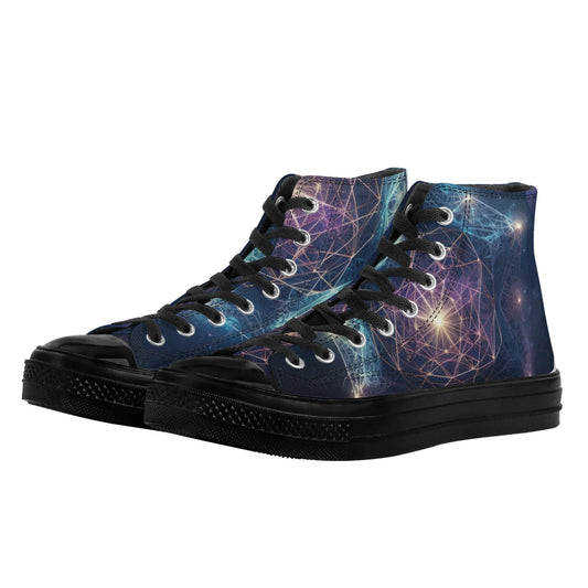 Womens Classic Black High Top Canvas Shoes popcustoms