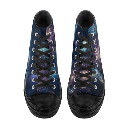 Womens Classic Black High Top Canvas Shoes popcustoms