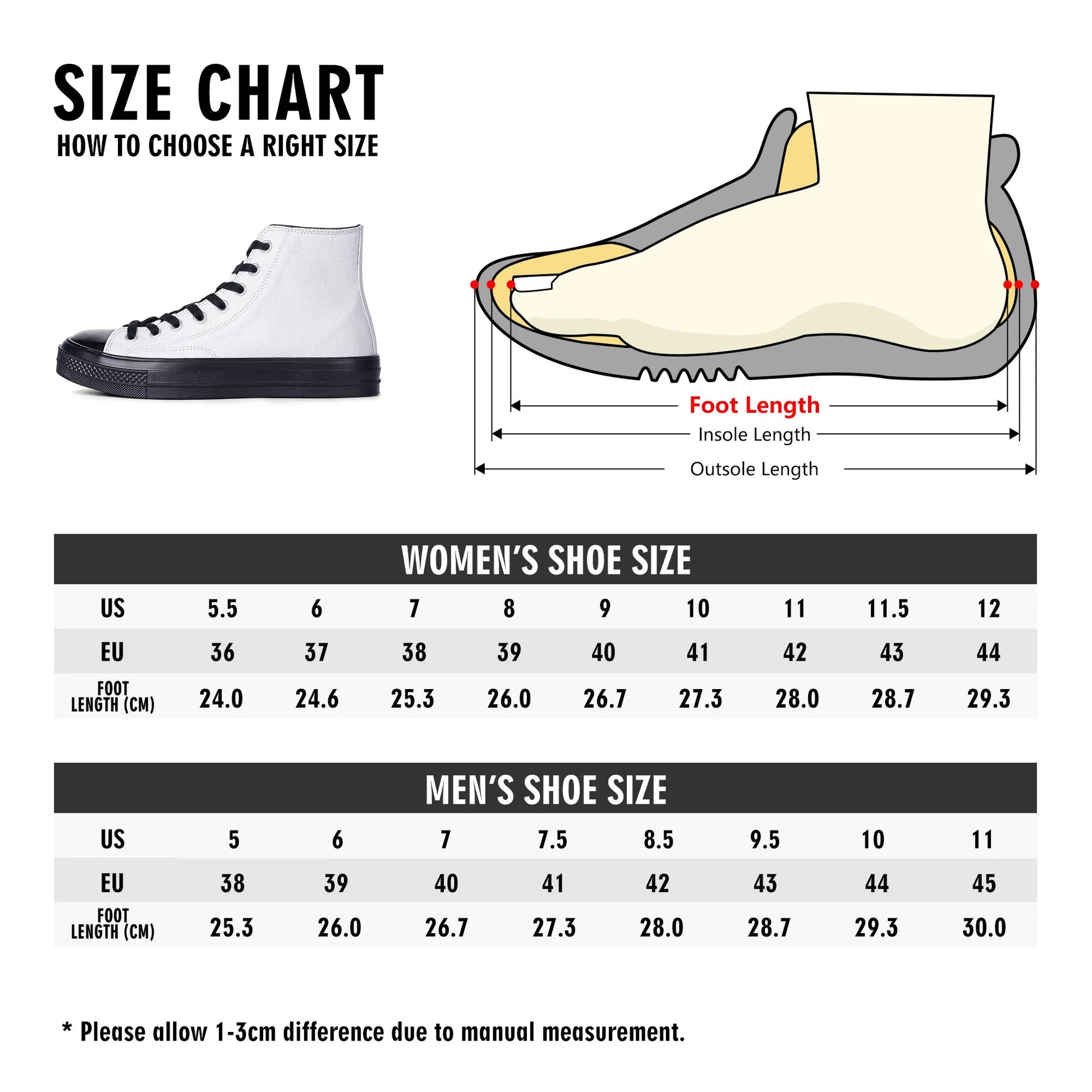 Womens Classic Black High Top Canvas Shoes popcustoms