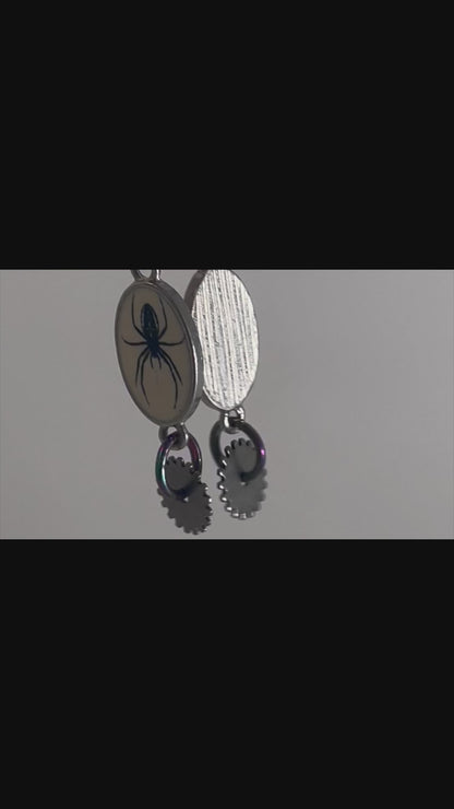 Dare to Enchant: Stunning Evil Eye & Silver Gear Earrings